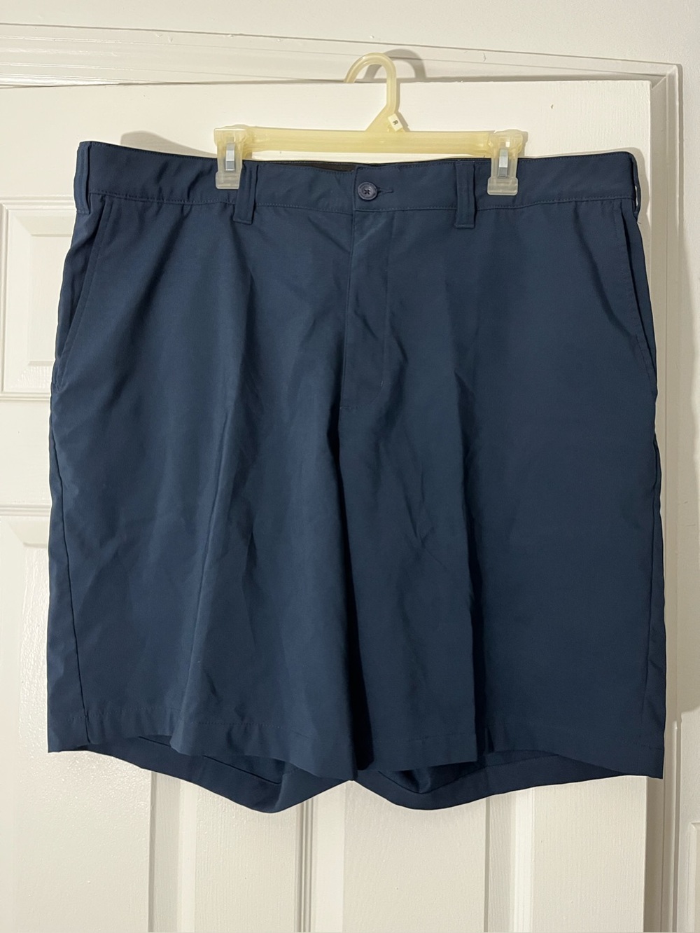 Reebok Men's Dark Blue Flat-Front Performance Shorts